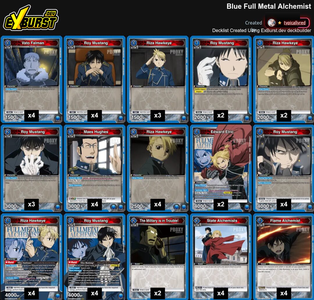 Roy Mustang Union Arena Meta pakli