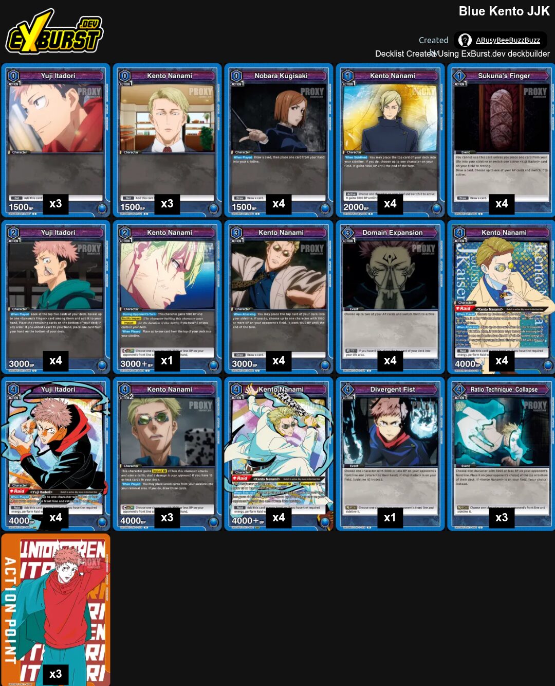 Nanami/Sukuna Jujutsu Kaisen Union Arena pakli