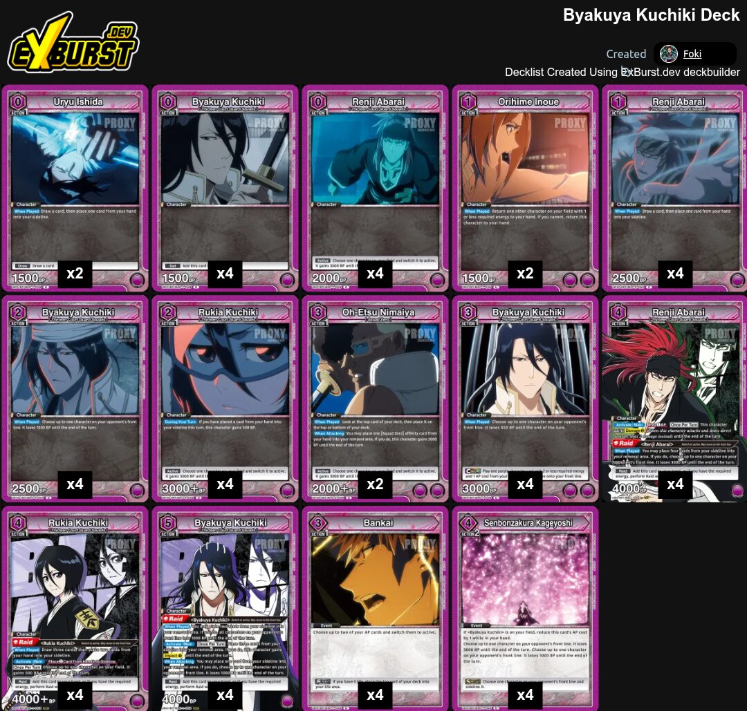 Byakuya Kuchiki Bleach Union Arena pakli