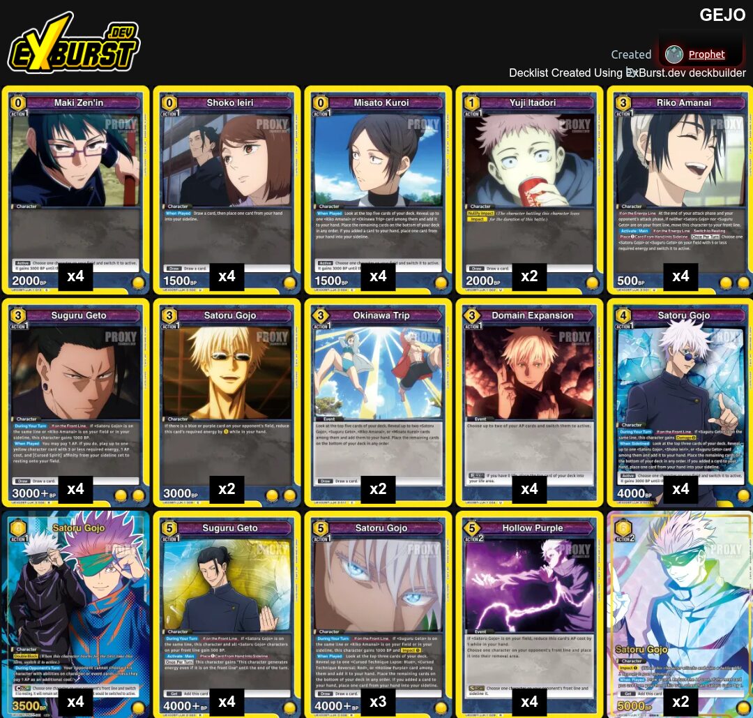 Raidless Gojo Jujutsu Kaisen Union Arena pakli