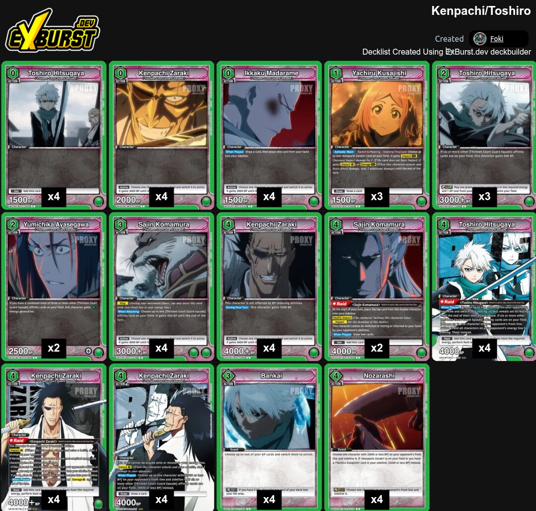 Kenpachi Toshiro Bleach Union Arena pakli