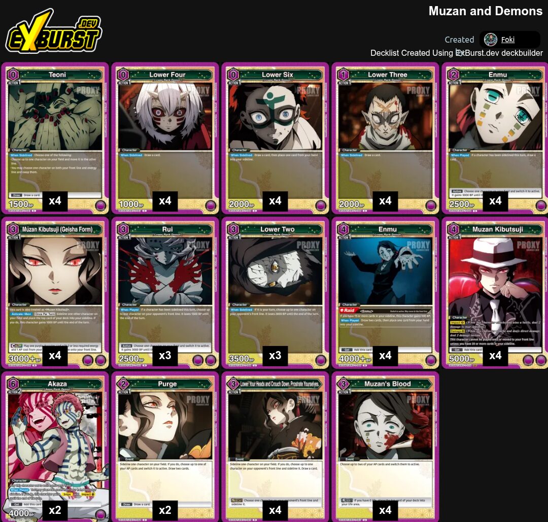 Muzan Demon Demon Slayer Union Arena pakli