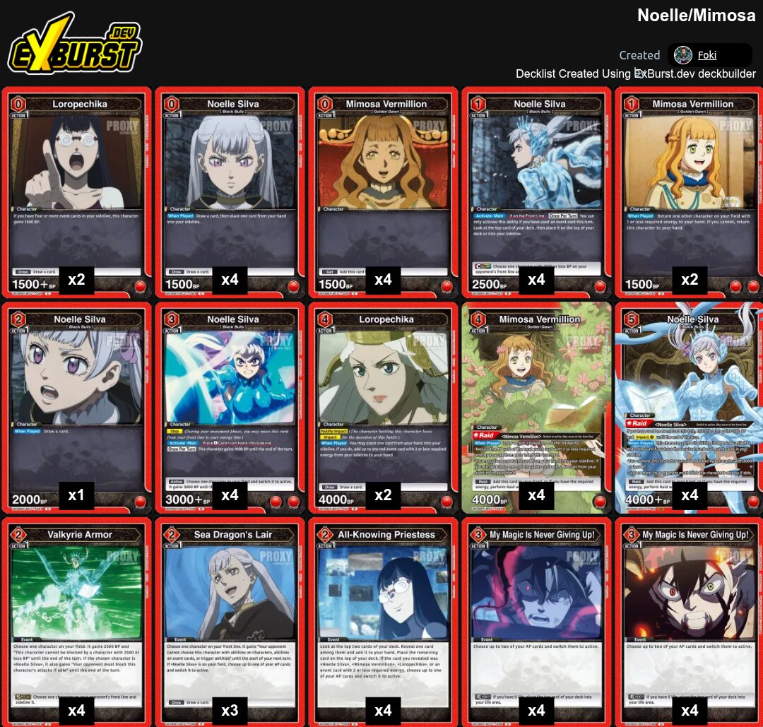 Red Noelle/Mimosa Black Clover Union Arena pakli