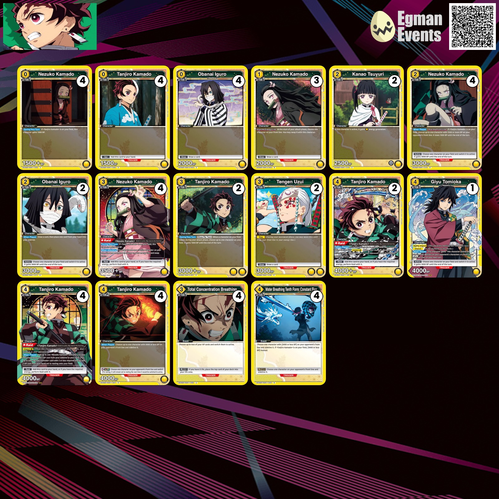 Yellow Tanjiro/Nezuko Demon Slayer Union Arena pakli