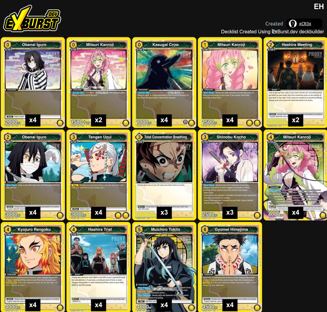 Yellow Hashira Demon Slayer Union Arena pakli