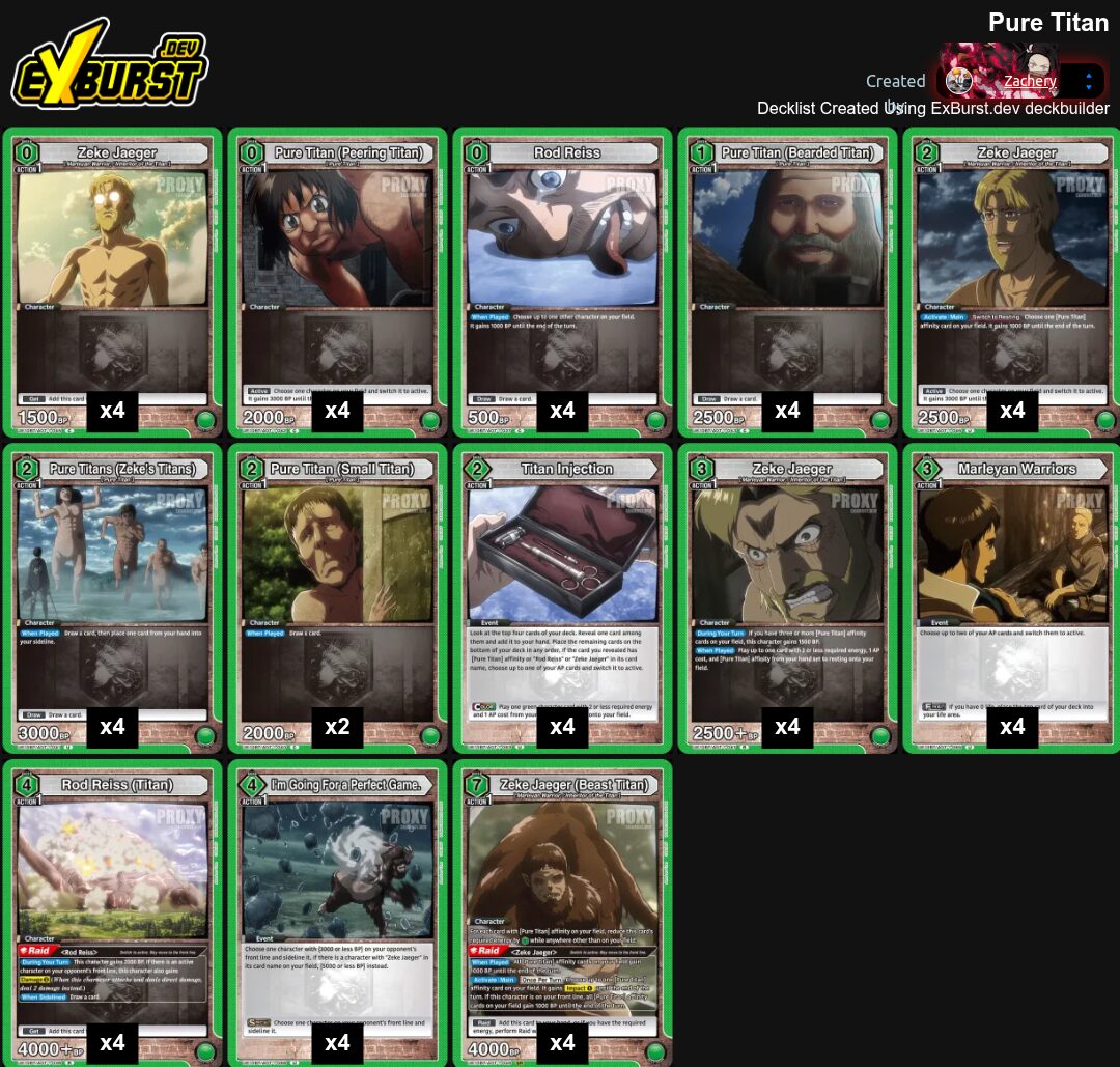 Zeke Beast Titan Attack on Titan Union Arena pakli