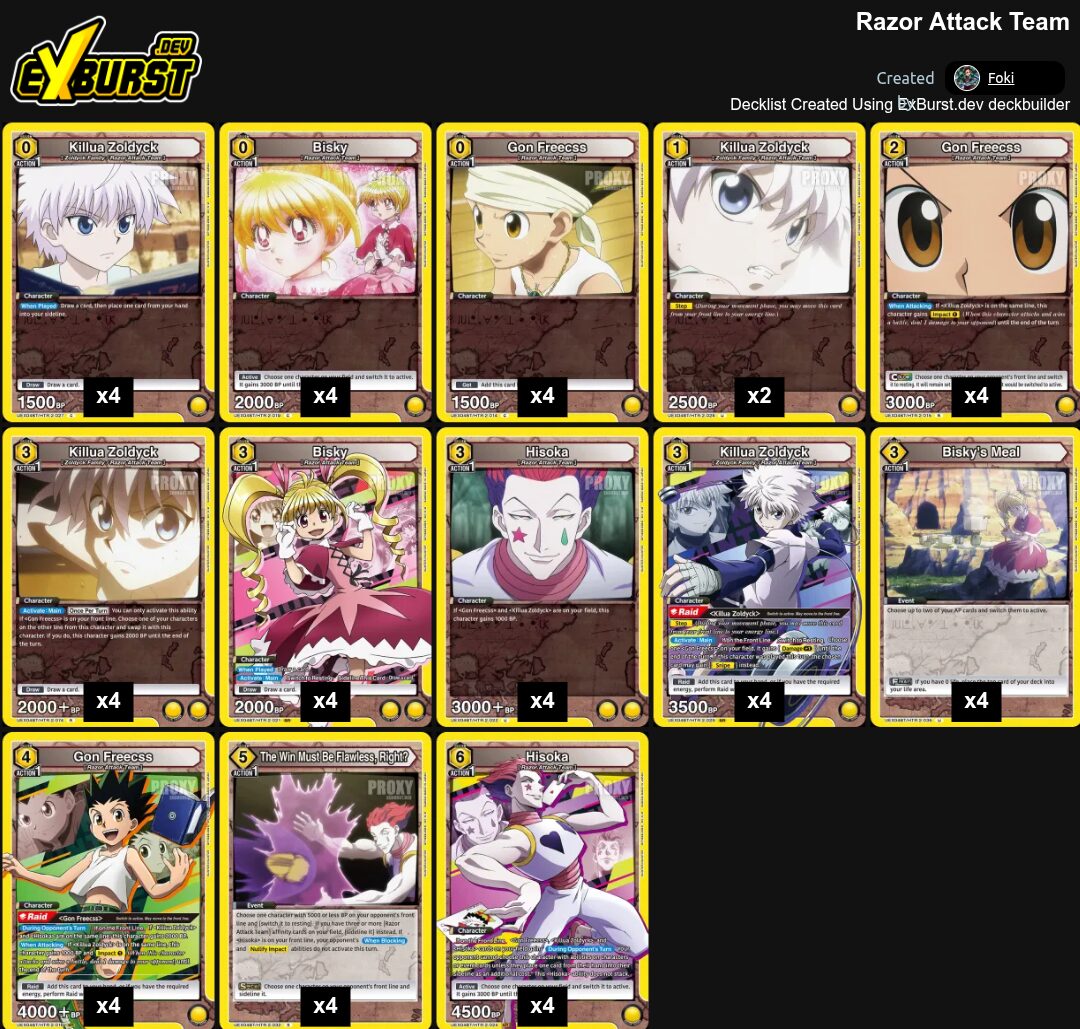 Razor Attack Team Hunter x Hunter Union Arena pakli