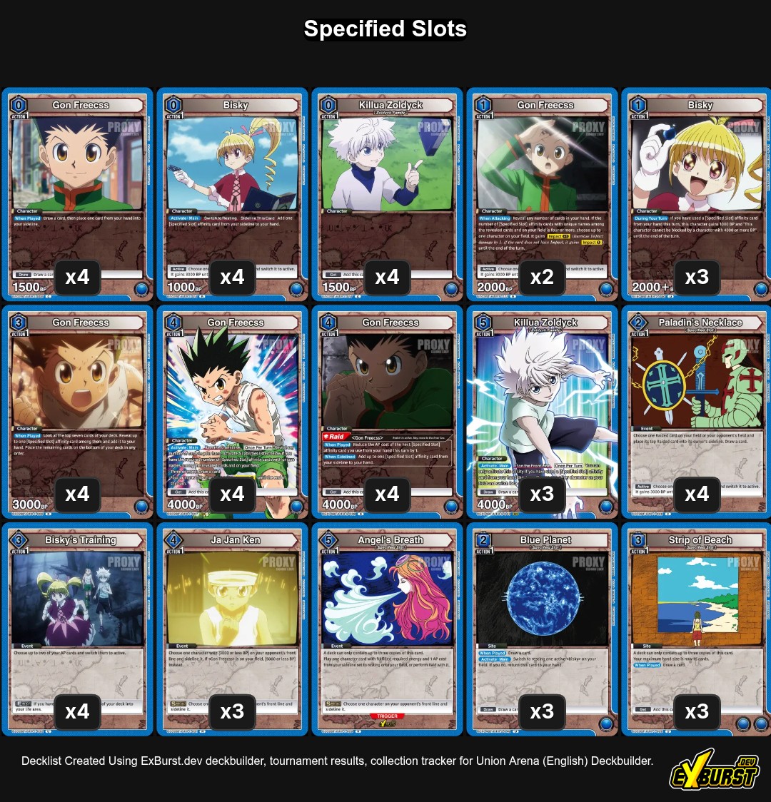 Specified Slots Union Arena Deck