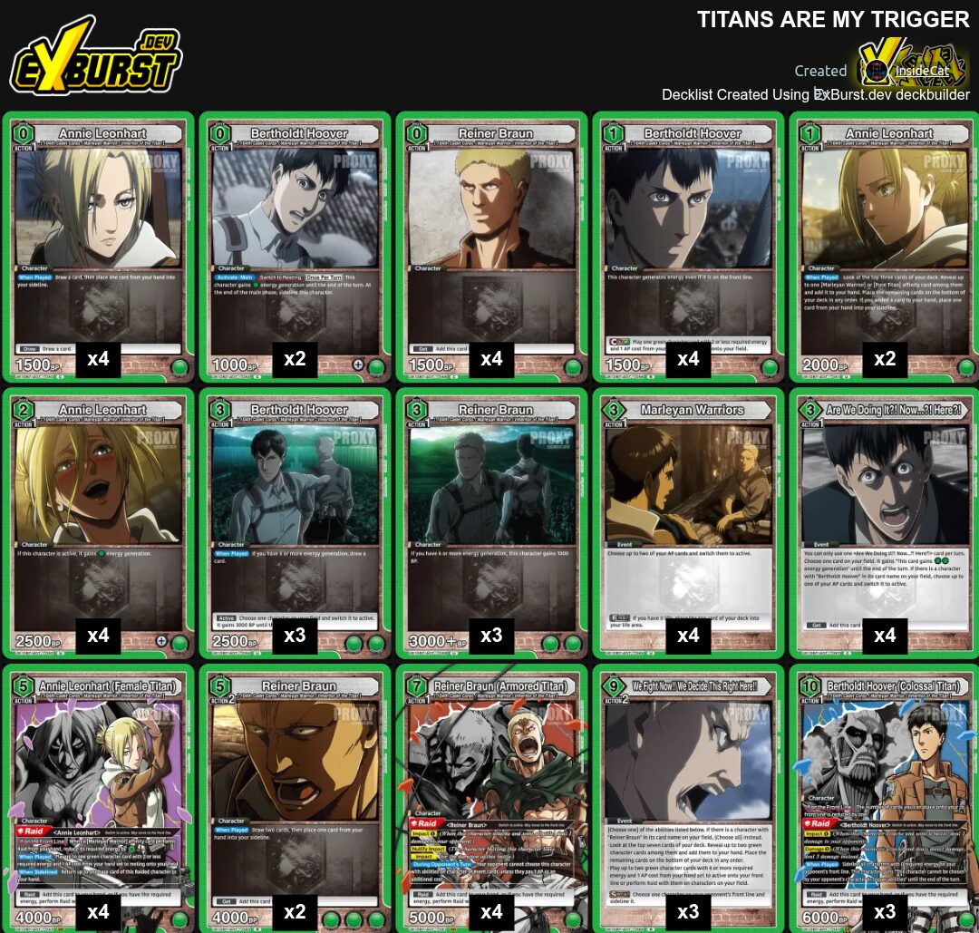 Green Marleyan Warrior Attack on Titan Union Arena pakli