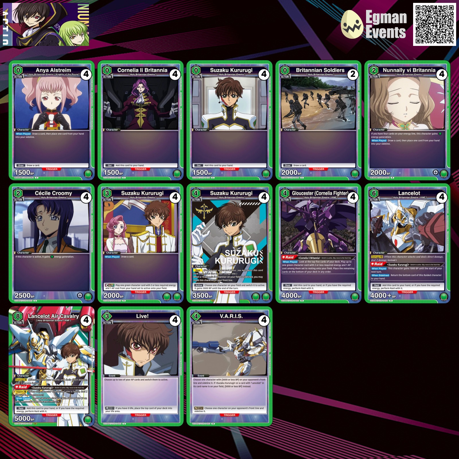 Code Geass Lancelot Union Arena Meta pakli