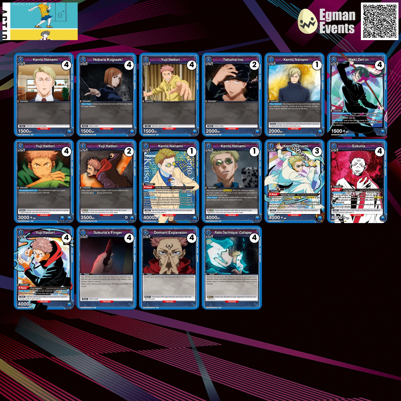 Sukuna/Nanami Blue JJK Union Arena Meta pakli