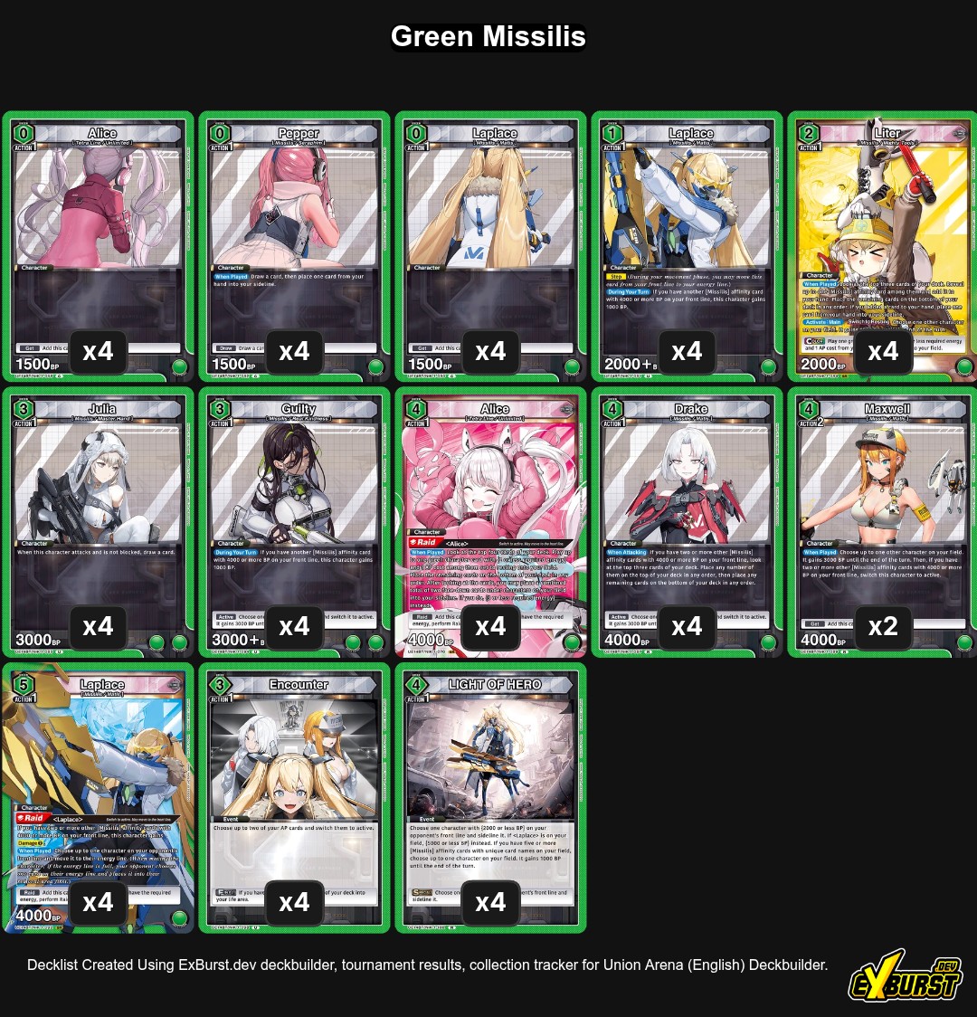Green Missilis Union Arena Deck