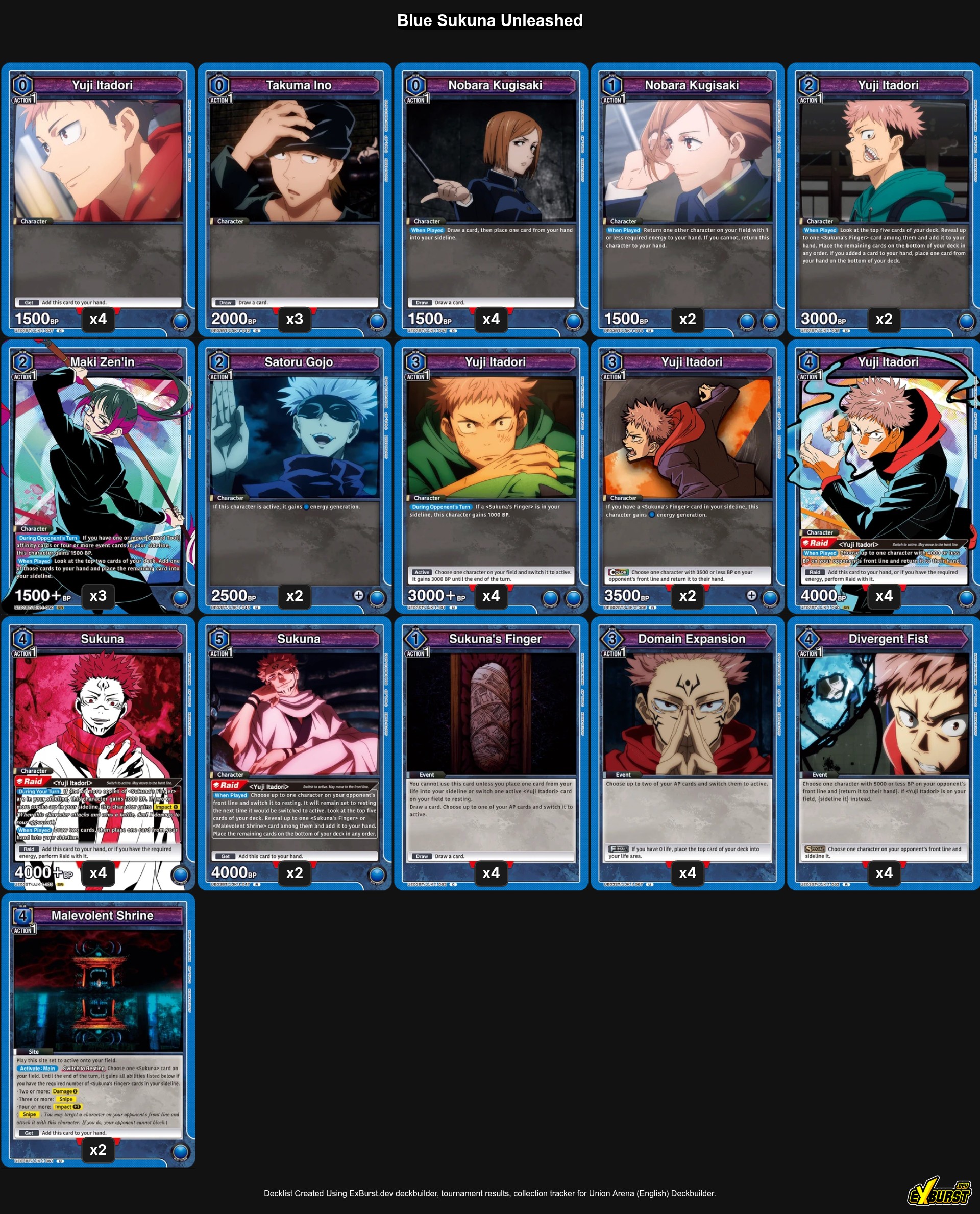 Blue Sukuna Union Arena deck