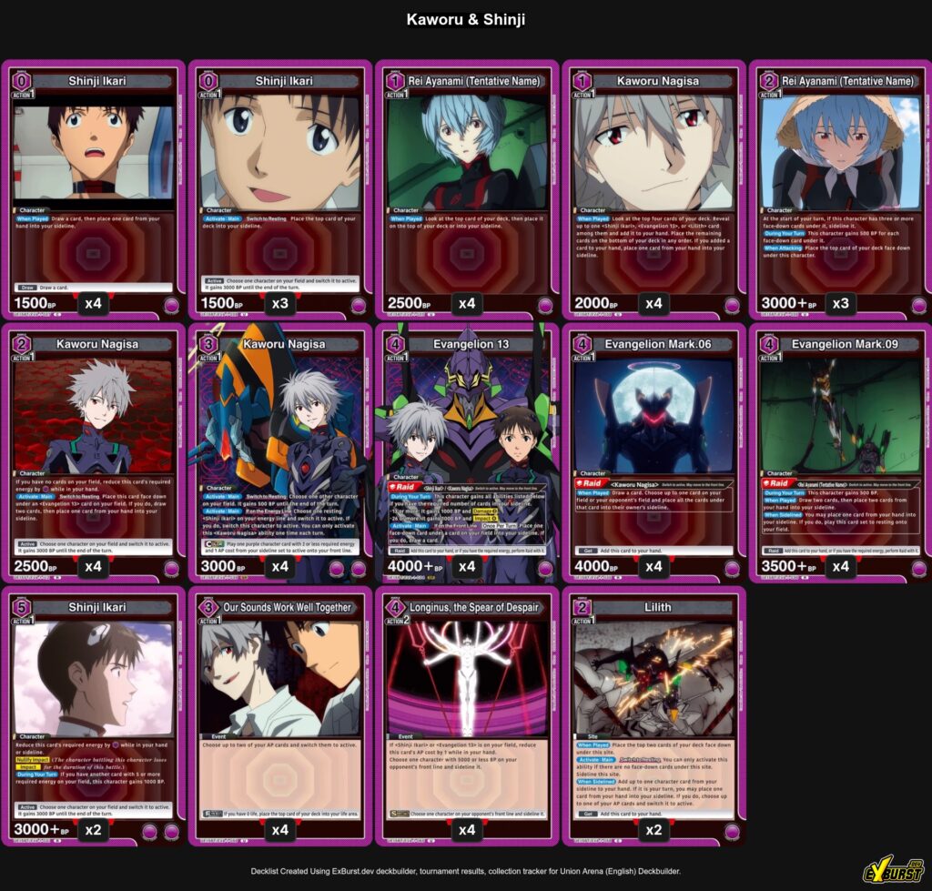 Kaworu & Shinji Union Arena deck