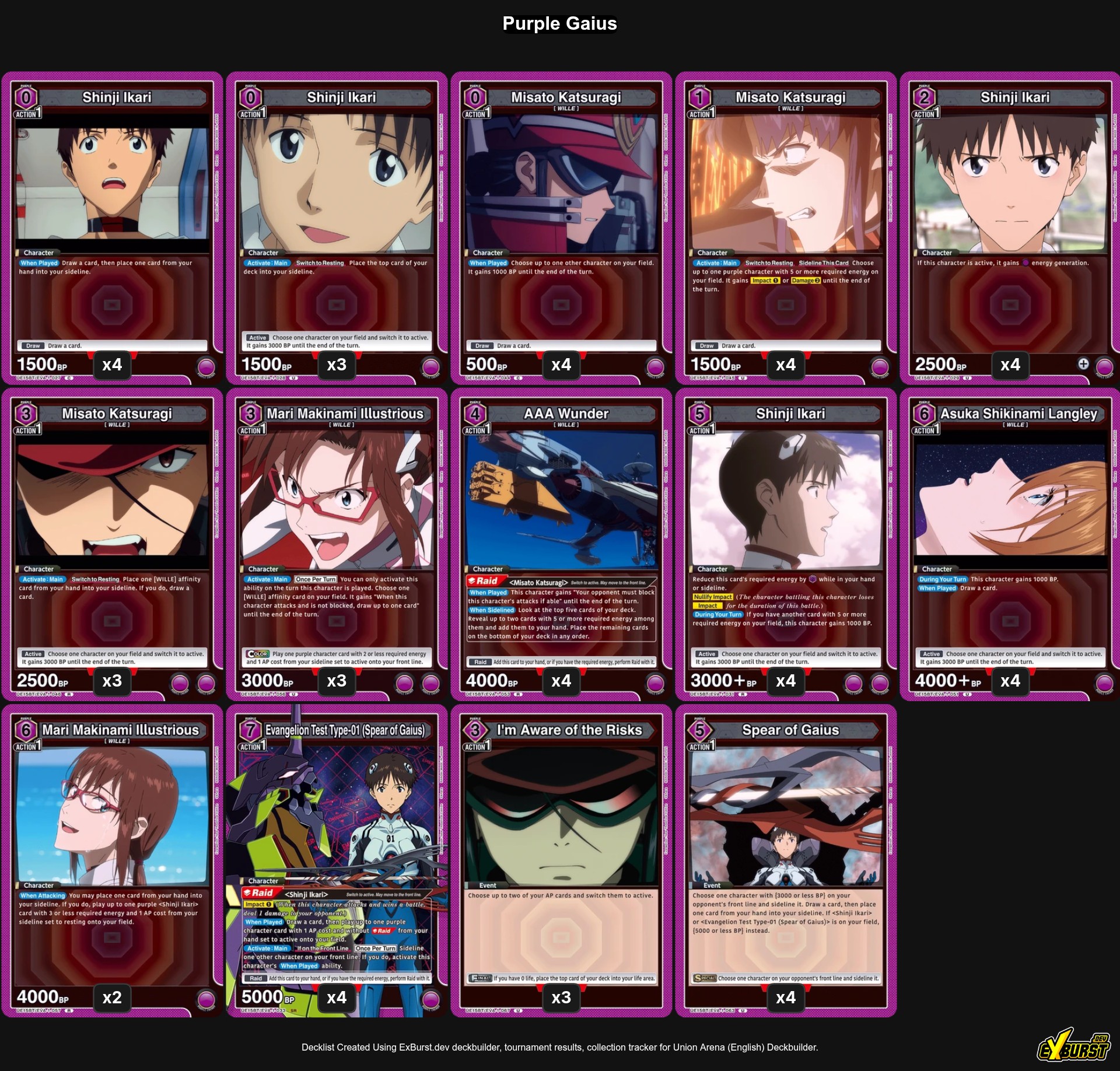 Purple Gaius Union Arena deck