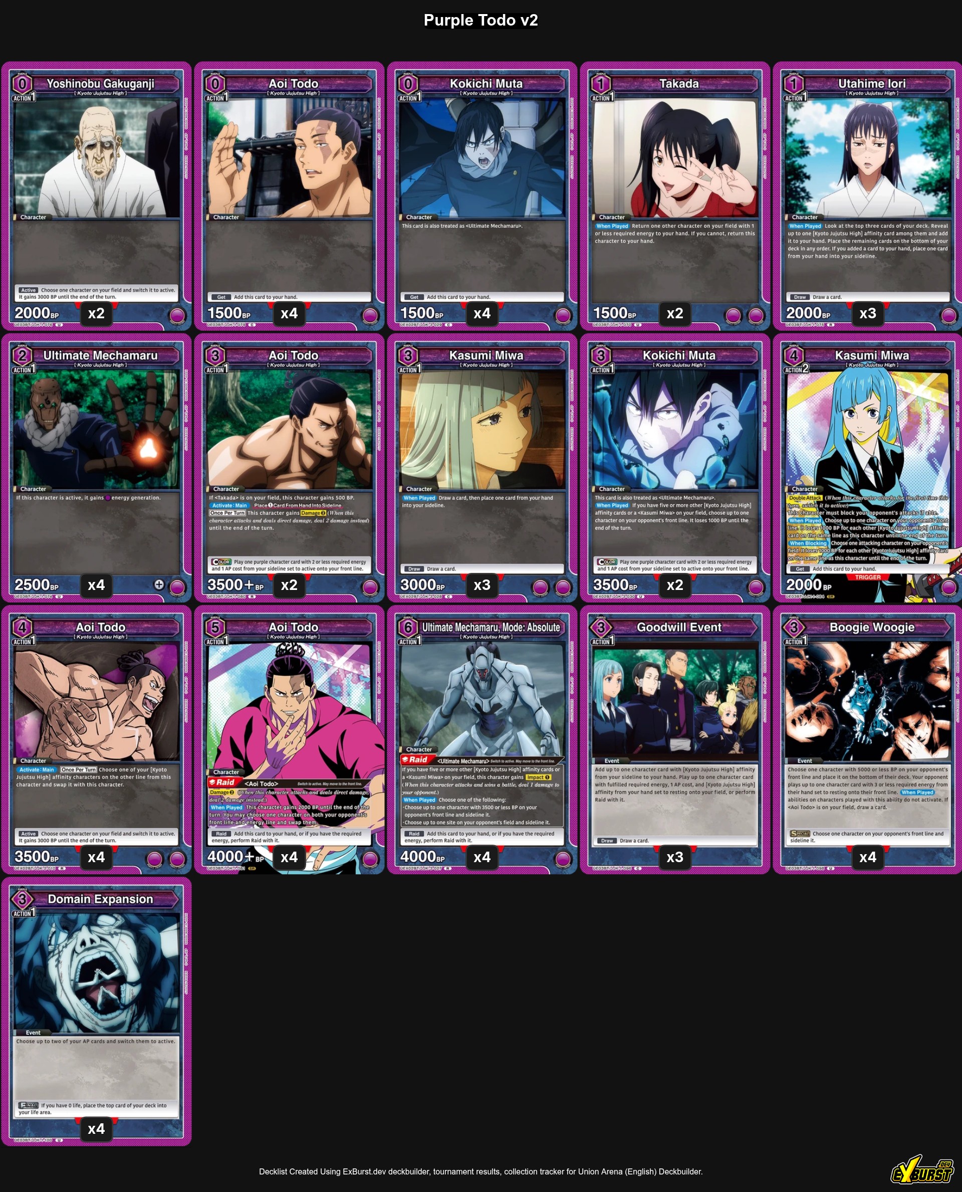 Jujutsu Kaisen Todo/Mechamaru Union Arena deck