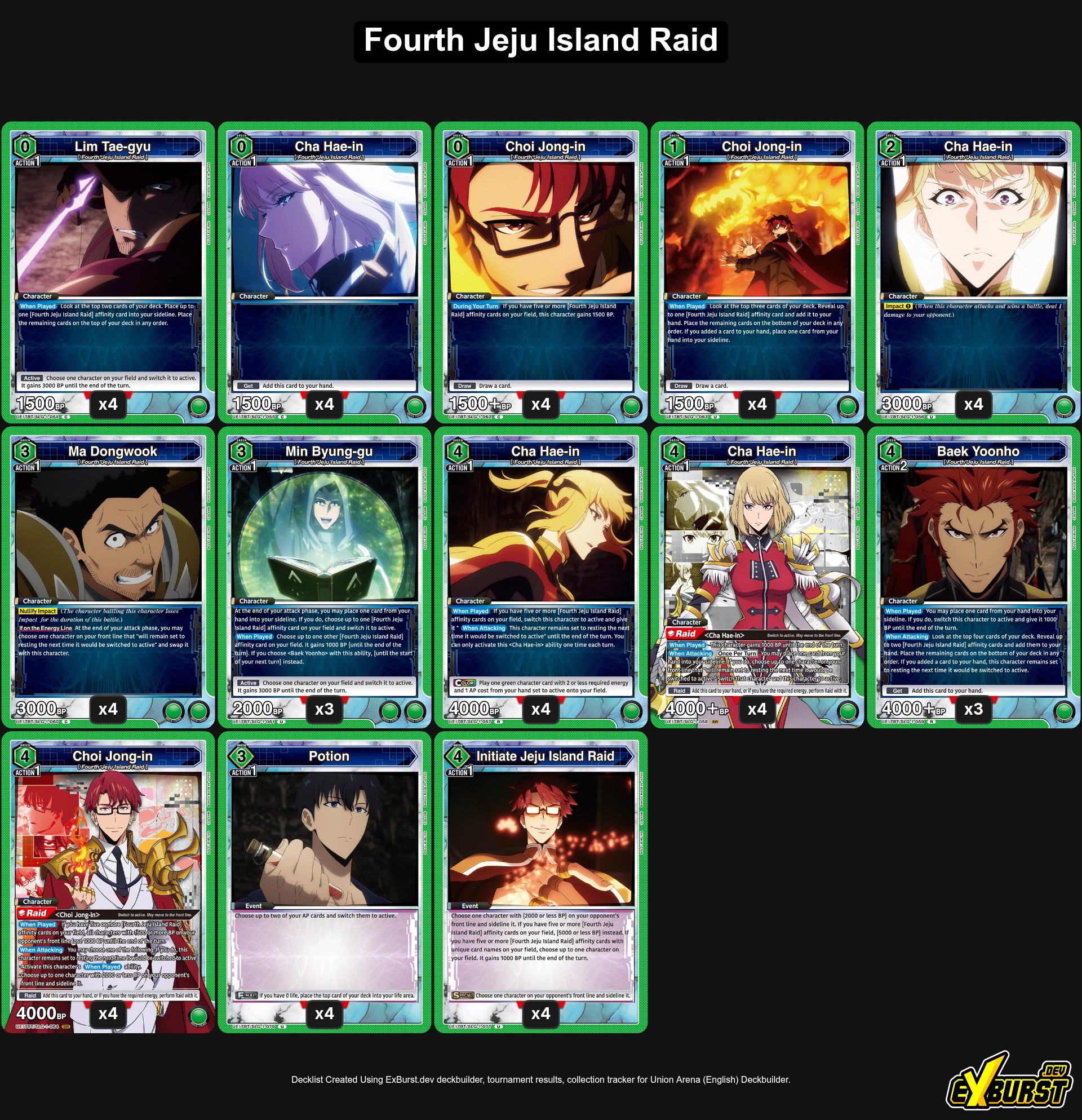 Fourth Jeju Island Raid Solo Leveling Union Arena deck
