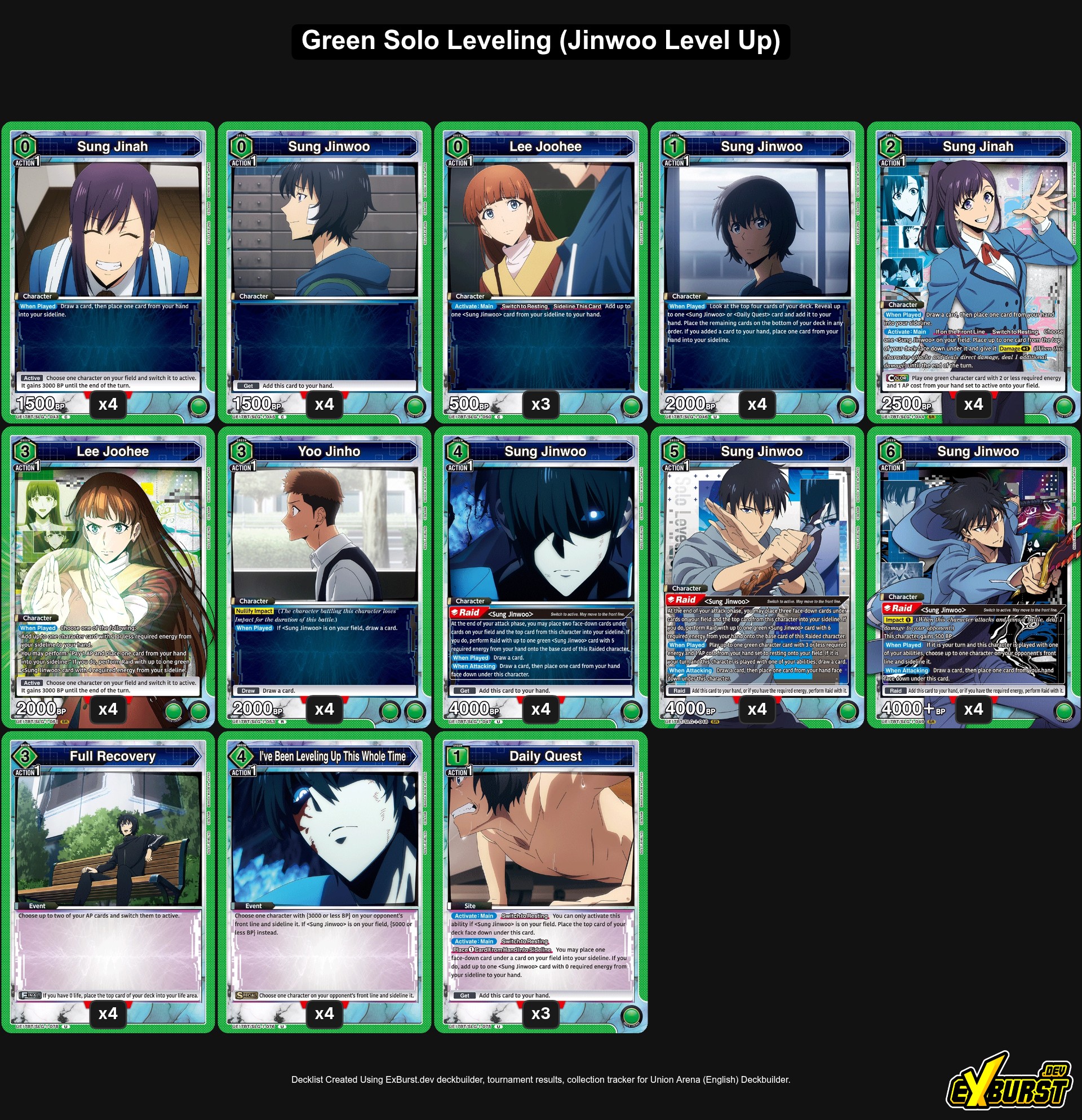 Zöld Solo Leveling Union Arena deck