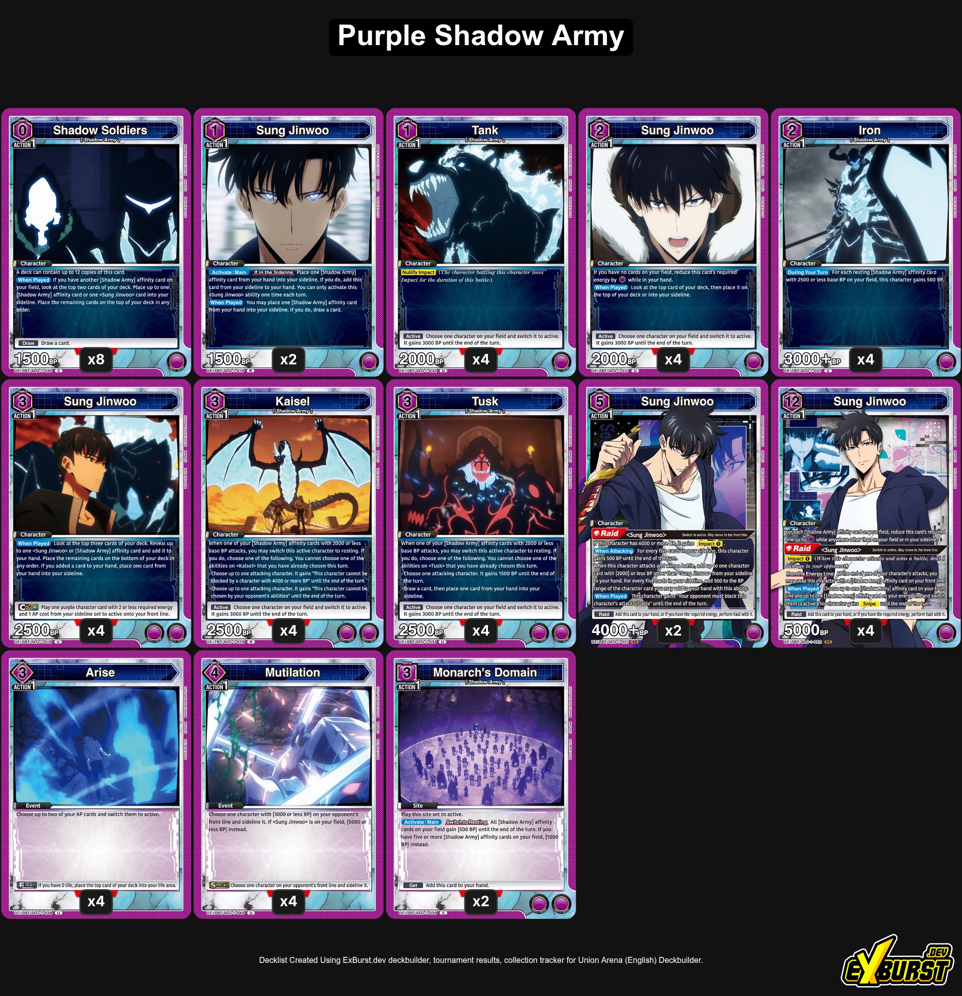 Lila Shadow Amry Solo Leveling Union Arena deck