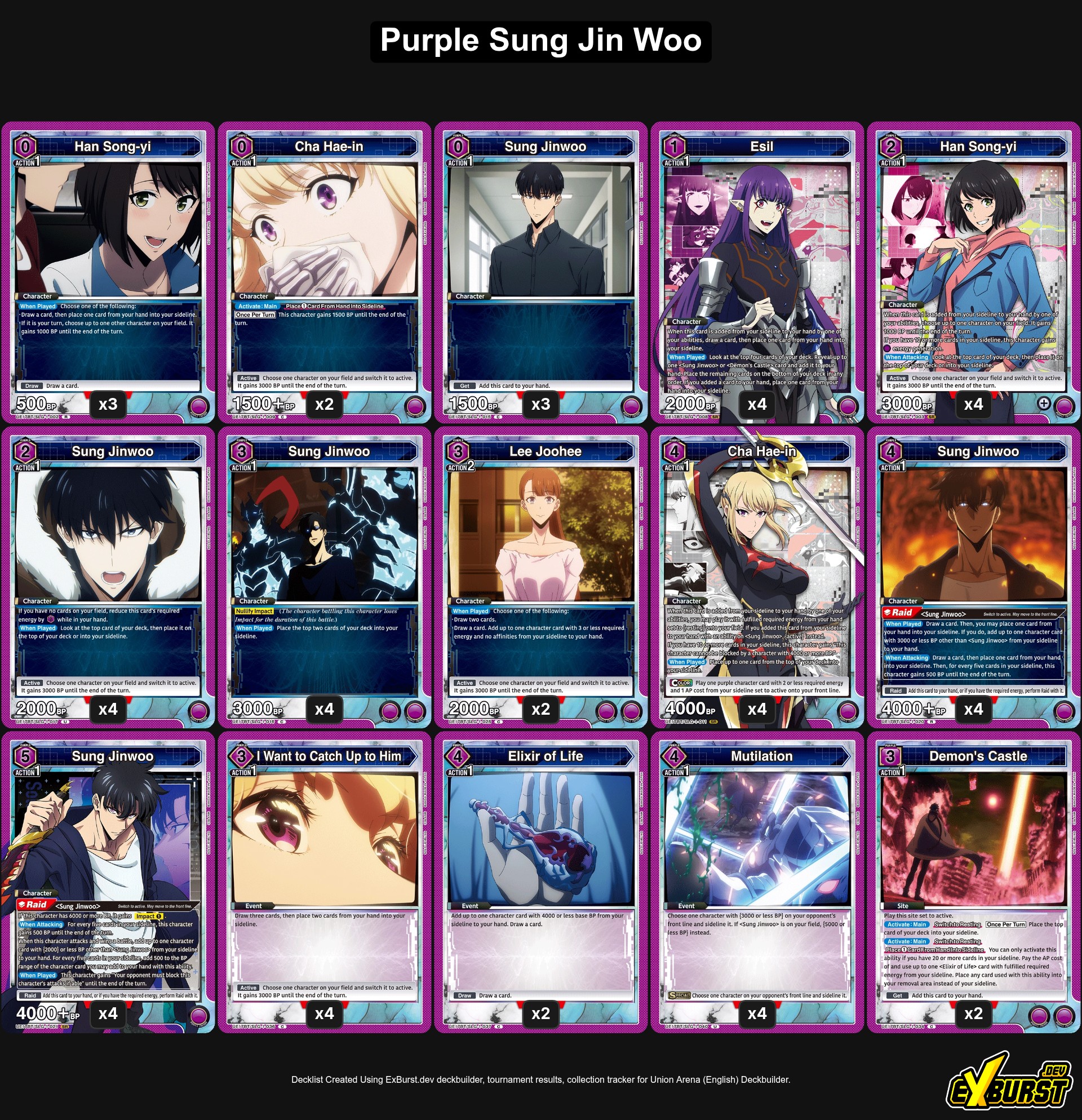 Lila Sung Jin Woo Solo Leveling Union Arena deck