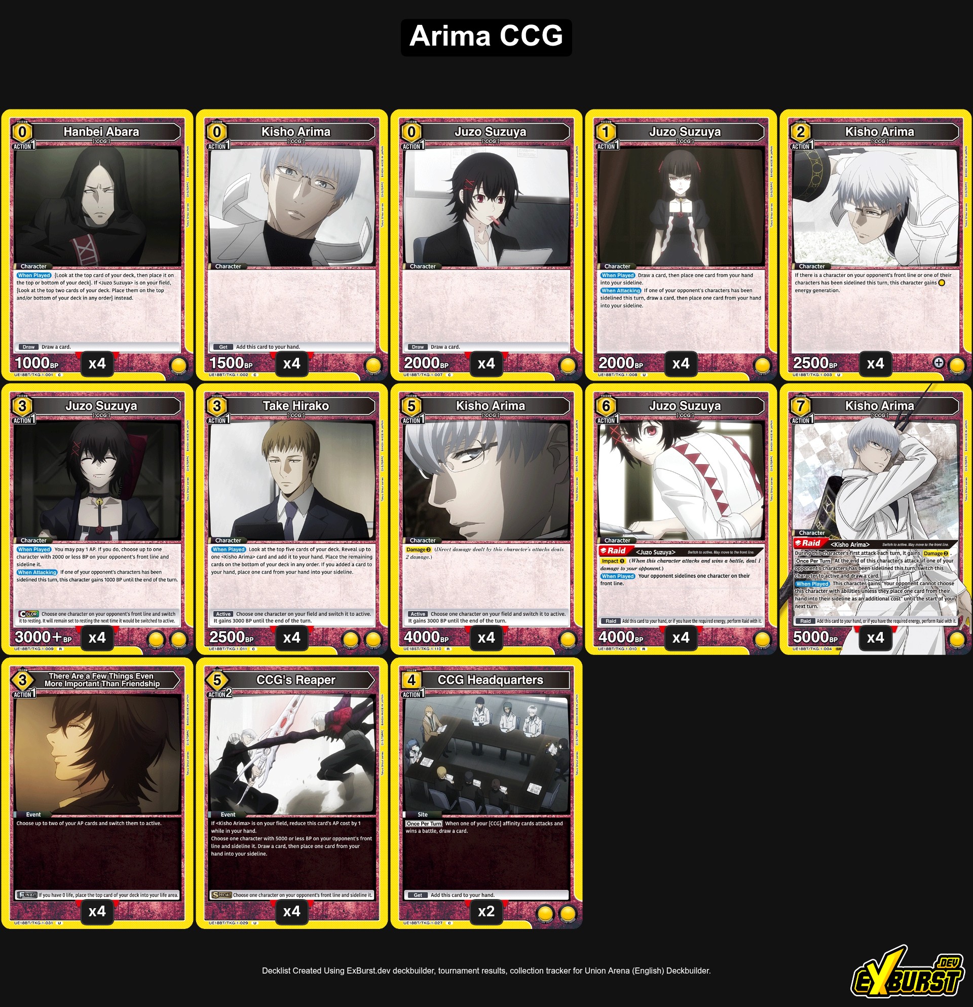 Arima CCG Tokyo Ghoul Union Arena deck
