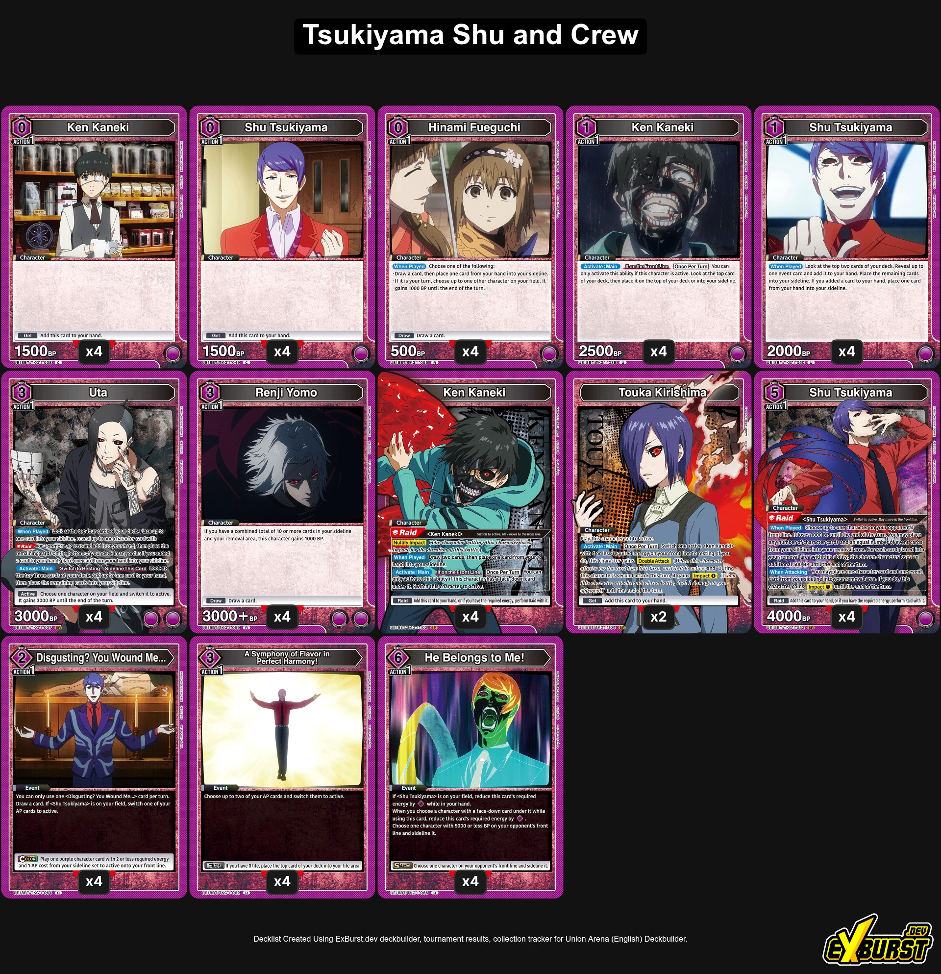 Lila Tsukiyama Shu és Csapata Tokyo Ghoul Union Arena deck
