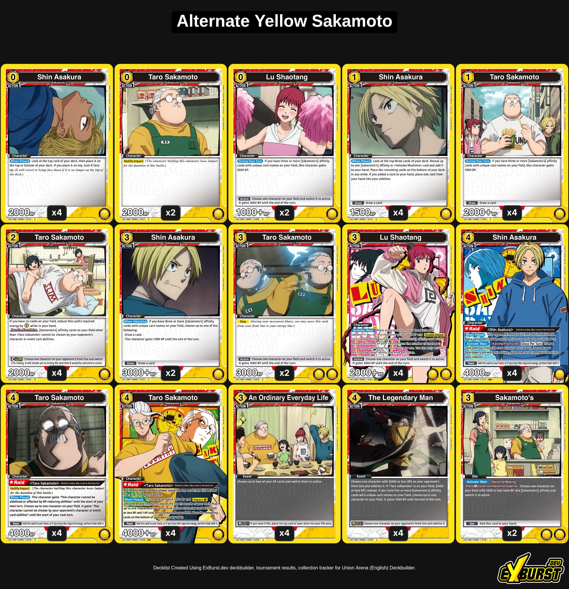 Alternate Yellow Sakamoto Union Arena Sakamoto Days pakli