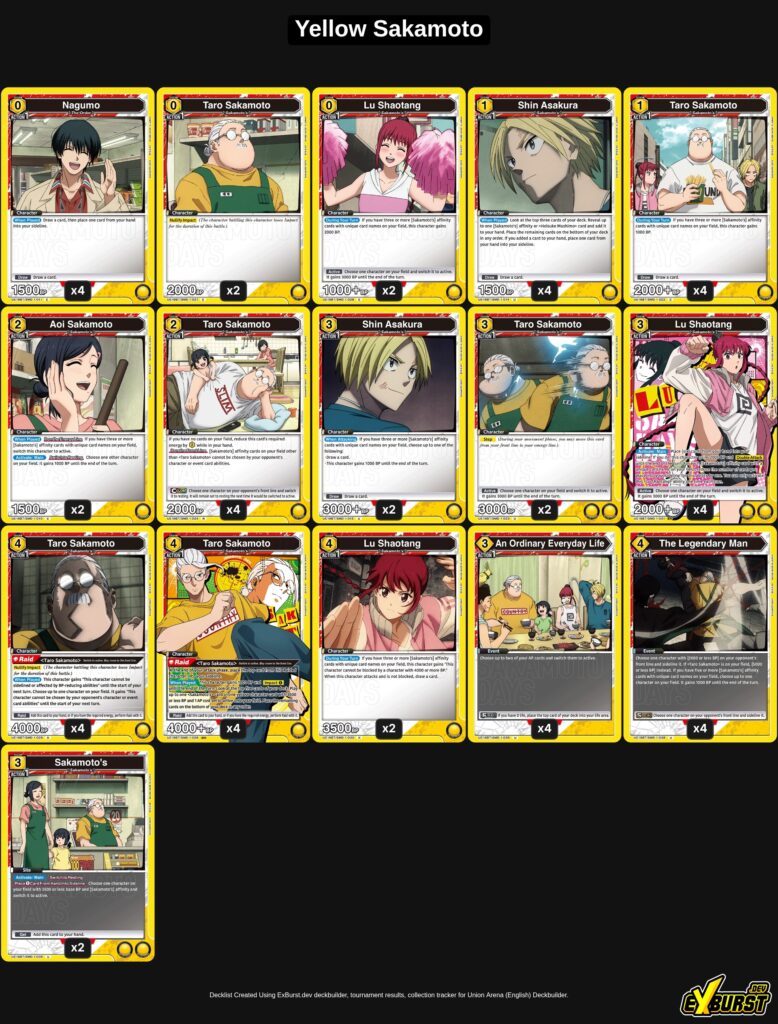 Yellow Sakamoto Union Arena Sakamoto Days deck